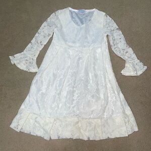 Girls‎ Sz 5 Arshiner White Lace Bell-Sleeve Dresss